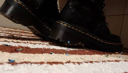 Unaware Giantess in Dr Martens Applying Make Up and Straightening Hair 4K