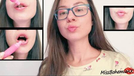 Layers of Lipgloss and Sweet Kisses - Juicy Lip Fetish Clip - WMV