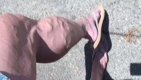 Blue toes at rest stop