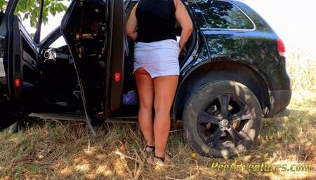 Changing her wet clothes outdoor and talking