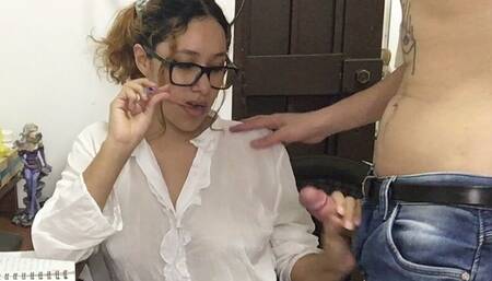 Stepsister needs help with her homework - I cum on her face