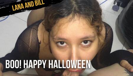 Boo! Happy Halloween, give me your cock, my stepsister eats my cock