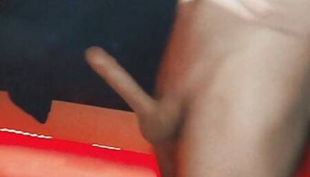 German Boy with a big white dick infront of the mirror
