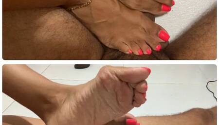 On the Floor Footjob