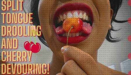 Split Tongue Drooling & Cherry Devouring