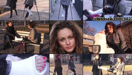 Zuzu Term SLWC Public Crutching "Help Me Warm My Freezing Toes" with Foot Play  (in HD 1920X1080)