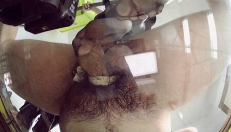 GPCT_JR617D Jinger Glass floor back with high heels and black stockings trampled slave cock forc ejaculation