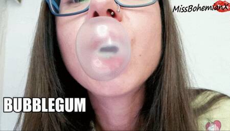 Chewing Bubble Gum and Making Bubbles in Your Face - HD MP4