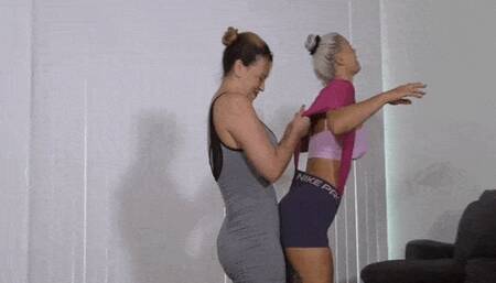 Muscle Girl Platinum Humiliated (wedgies)  MP4