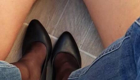 Foot domination on the balcony