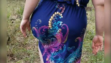 Peeing in the woods close-up