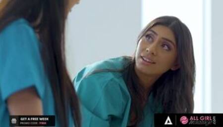 ALL GIRL MASSAGE - Naturally Stacked Lena Paul Has A Hard Threesome With Her Employee Violet Myers