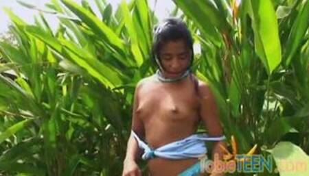 Sexy latina teen enjoying solo action