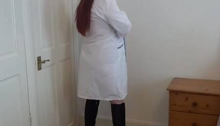 MILF in boots stripping and playing with pussy