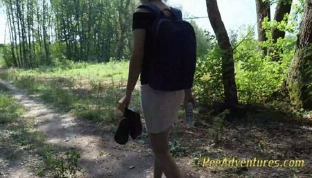 Empty my bladder outdoor - I strip and empty myself competently nude in a clearing in the forest