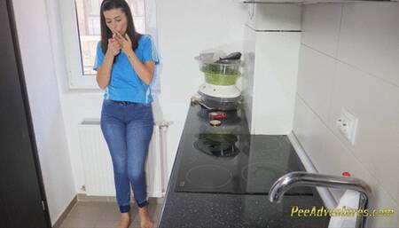 Wet  short pants on a coffee table - Smoking and wetting my jeans in the kitchen