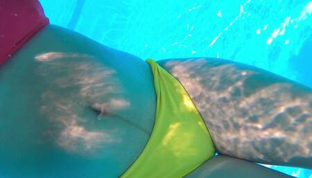 Hot Pink and Yellow Bikini Swimming????