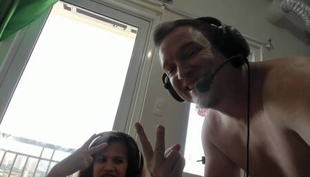 34 Weeks Pregnant Side vew fucking on chair with creampie end