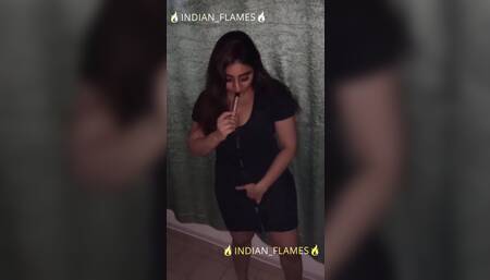 My Hot Indian Stepsister's Smoking fetish And Dildo Masturbation