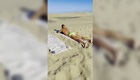 Daddy fucking toy boy in the dunes