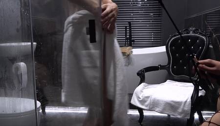 After Shower whip him & suck him