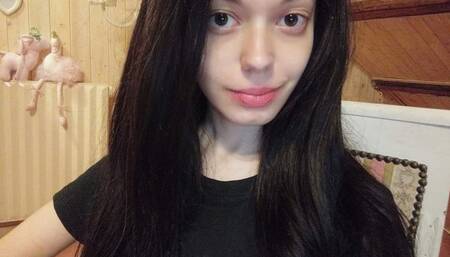 Mel touches her nice hairy pussy until she cums