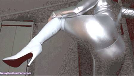 + Shiny Catsuit Boots & Farting Cock Tease -MOV 1920x1080p