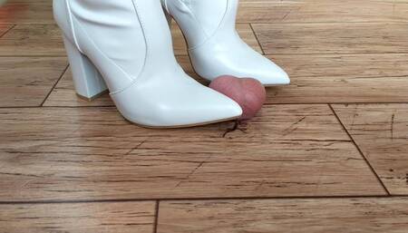 white boots shoejob cock crush