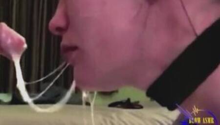 Extreme Close Up for My first Sloppy Throatpie Deepthroat with huge throbbing oral creampie ASMR