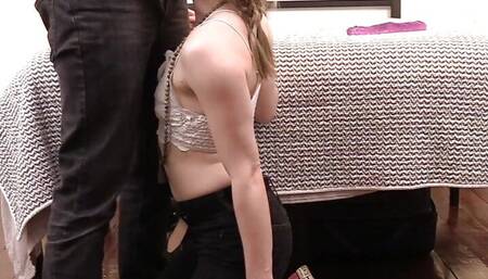 Sneaker wearing slut dirty talks while being dominated