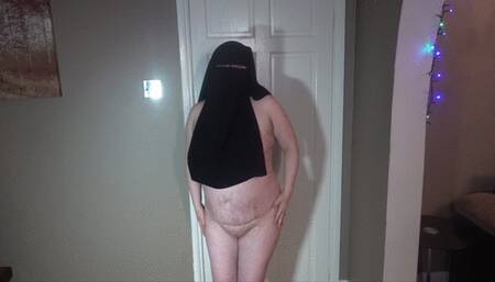 Naked in Niqab with Ankle Boots