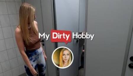 SirenaSweet Needs To Go In The Toilet But Ends Up Getting Her Pussy Fucked By On Old Man