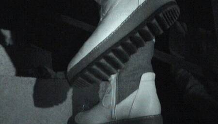 Tanja tramples the cum out under her huge winter boots - Cam 3