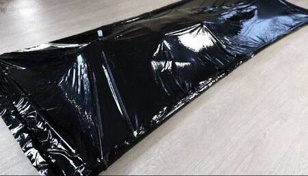 Shibari in a vacuum bed and glowing collar