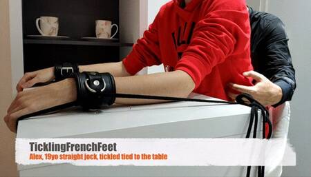 Alex, 19yo straight jock, tickled tied to the table (Full HD)