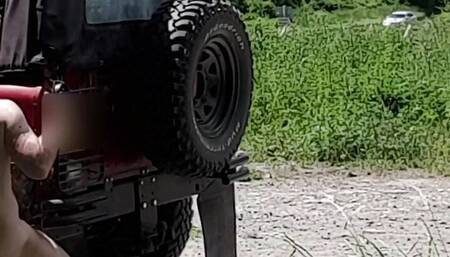 Risky Public Penis in Tailpipe