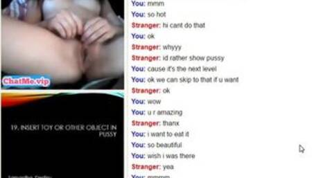 Curly babe masturbating her juicy pussy