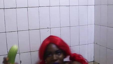 Fucking My Huge Cucumber In The Bathroom