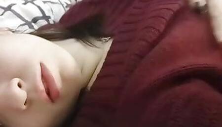 Daytime homemade striptease with gentle masturbation and orgasm