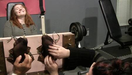 New girl DEL tries the stocks in Sheer Nylons! "Oh yeahhh lol"