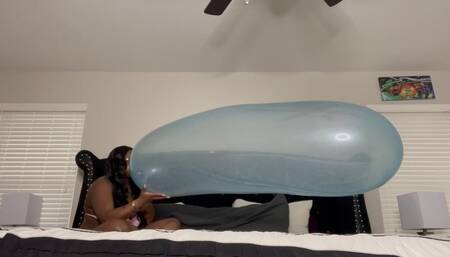 Large Blue AirShip Balloon Blow to PopÂ 