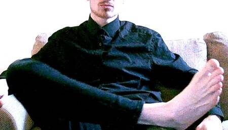 Foot fetish male strip taking off boots and socks