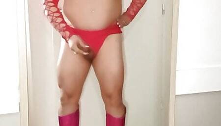 Sexy blonde mature CD cum on the mirror