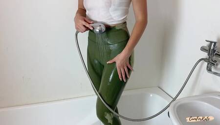 Curvy Kate having solo fun in the shower