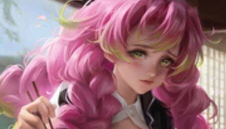 Demon Slayer: Mitsuri Kanroji Sex with a Beautiful Girl. (3D Hentai)