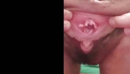 cute young woman shows her vagina and anus wide open