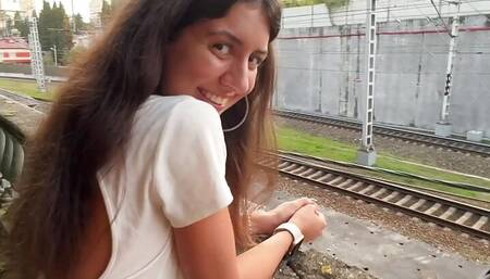 I could not resist and fucked my girlfriend right at the station in public!