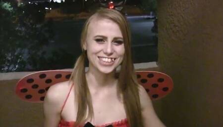 Petite Young Blonde Teen, Halloween Trick Or Treat, POV