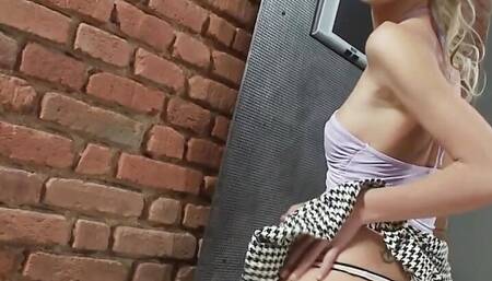 hot blonde Mia Hilton play with her pussy with a dildo