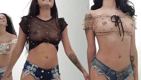 3 hot Latino stars Liloo, Valery Ponce and Dulce when they choose to go to an adult movie cinema together.